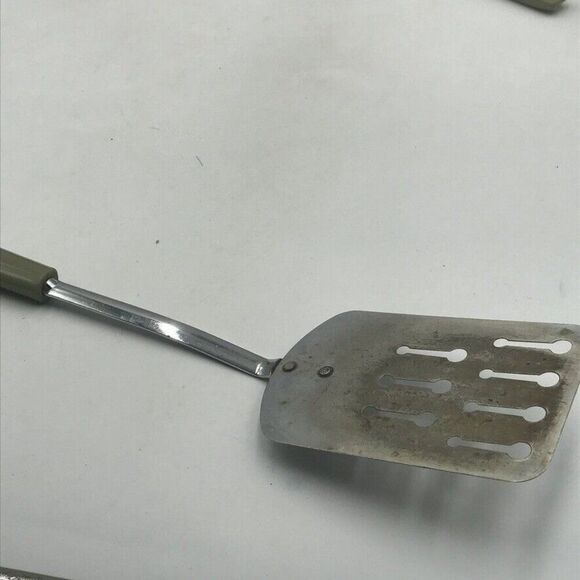 Vintage Chromium Plated Ekco USA Kitchen Utensil Lot Avocado Green Campbells S&P - Picture 6 of 12